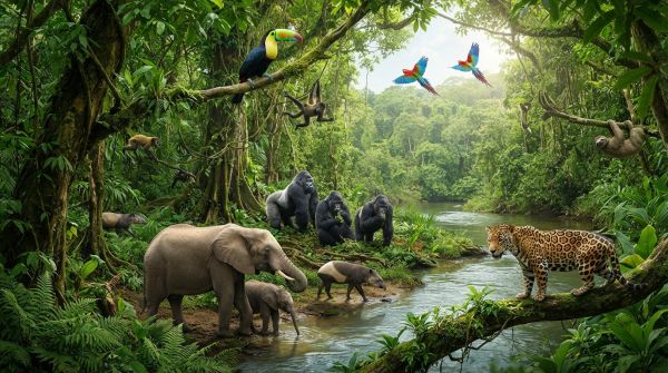 Le monde coloré des animaux de la jungle